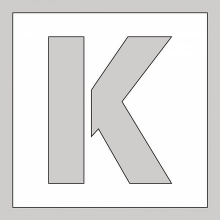 Spuitsjabloon letter K - dibond 500 x 500 mm