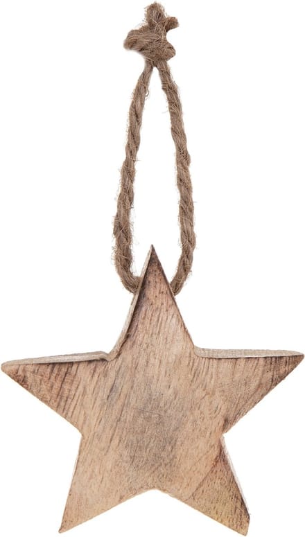 JJA - Houten Kerstboomdecoratie Ster 5 cm Natuurlijke Look