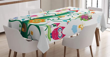 ABAKUHAUS – Tafelkleed 140 x 200 cm – Uilen & stippen – Satijnlook
