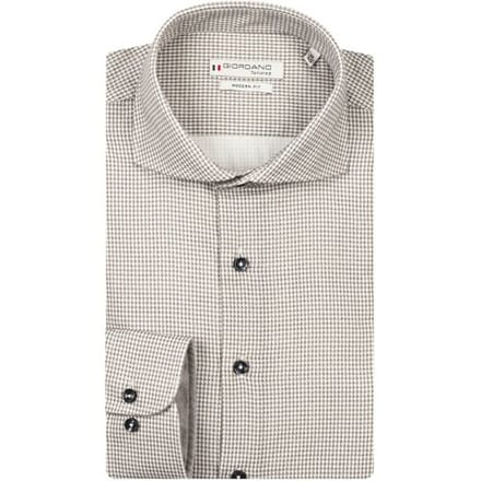 Giordano Overhemd Locarno Soft Brushed Houndstooth Twill Semi Cutaway Collar Soft Grey / male