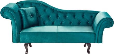 BELIANI LATTES II - Chaise longue - Smaragdgroen - Linkerzijde - Fluweel
