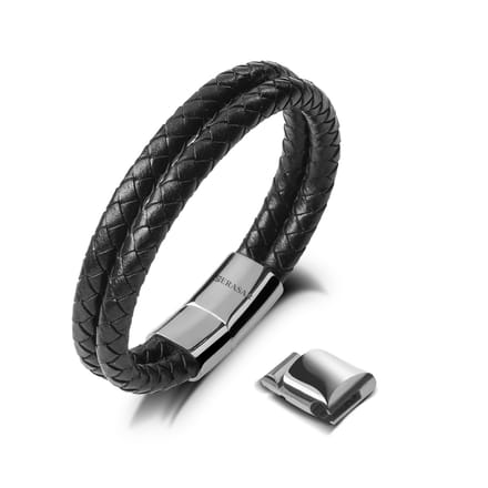 SERASAR Herenarmband [Double] - Zilver 17cm - Magnetische Roestvrijstalen Sluiting