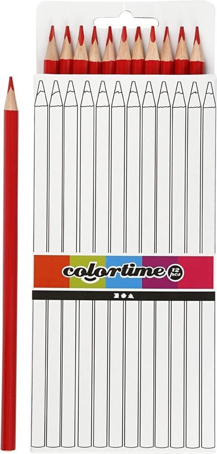 Colortime Kleurpotloden 3 Mm Vulling 17 Cm Rood 12 Stuks