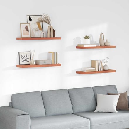 vidaXL - Wandplank - 4 - st - Rood - 80 - x - 23,5 - x - 3,8 - cm - Bewerkt - hout