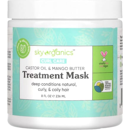 Sky Organics, Curl Care, masque capillaire traitant, 8 fl oz (236 ml) white