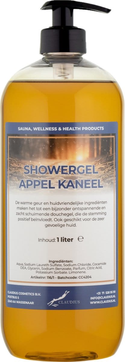 Douchegel Appel-Kaneel 1 Liter - met gratis pomp - Showergel