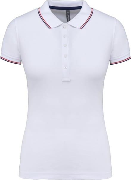 Kariban Damespolo korte mouwen K251 - White / Navy / Red - S