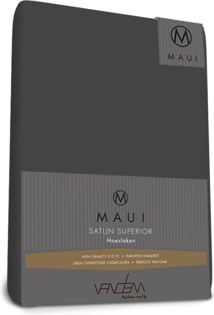 Maui - Van Dem -  satijn hoeslaken de luxe 80 x 200 cm antra