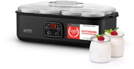 Yoghurtmaker met 8 glazen potjes van 180 ml - 1,4 L - instelbare temperatuur - LED-display - automatische uitschakeling - Grijs