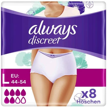 Always Discreet Pants Large Plus White 8 st