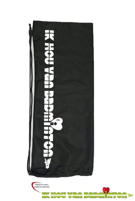 'Ik hou van badminton' draagtas / beschermhoes - zwart / wit