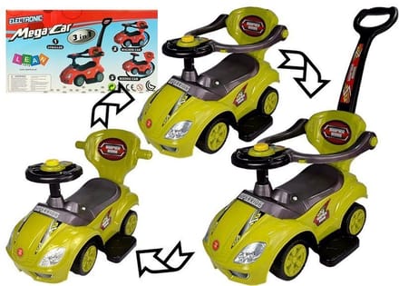 Mega Car 3 in 1 loopauto met duwstang - Groeit mee met je kind - Geel