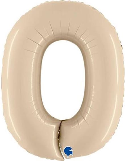 Folieballon Cijfer 0 Satin Cream - 100 cm