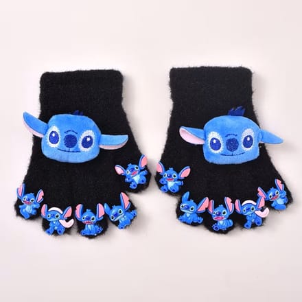 Stitch handschoenen - zwart - pluche - 14 x 6.5 cm