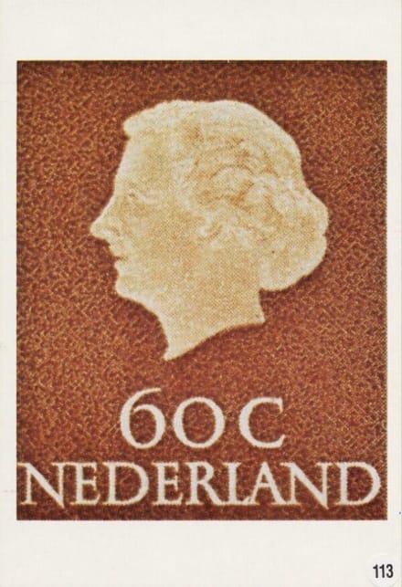 Briefkaart met afbeelding koningin Juliana postzegel