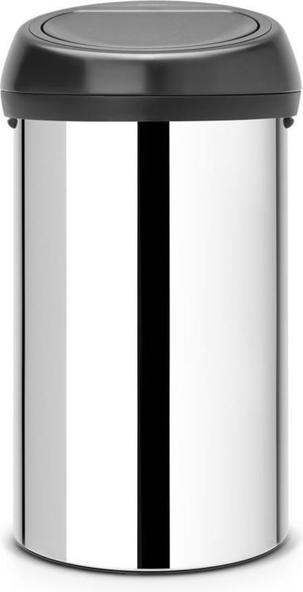 Brabantia Touch Bin Prullenbak - 60 liter - Brilliant Steel / Matt Black deksel
