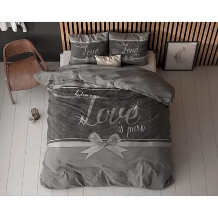 Sleeptime Dekbedovertrek Pure Love Grijs - Eenpersoons 140 x 200/220 cm + 1 kussensloop