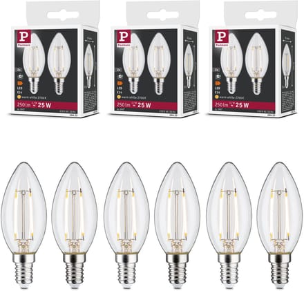 Filament 230 V LED kaars E14 E14 Set van 6 E14 35 mm 2700K 6x2,7W 6x250lm 230V Helder