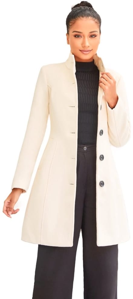 Versano Violet NG Dames Mantel Manteljas 3 kwart Winterjas S - Creme