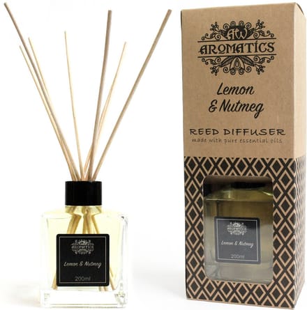 AW Geurstokjes - citroen en nootmuskaat - 200 ml - geurverspreider - etherische olie - aromatherapie