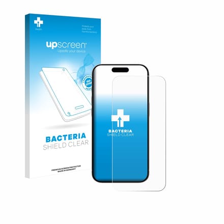 upscreen - Screenprotector voor Apple iPhone 15 / 15 Pro - Folie Beschermfolie transparant antibacterieel