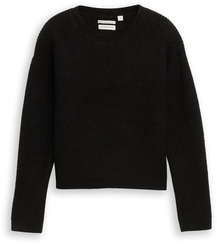 Tom Tailor - Cropped gebreide trui met glitterlook - Maat 152 - heavy black