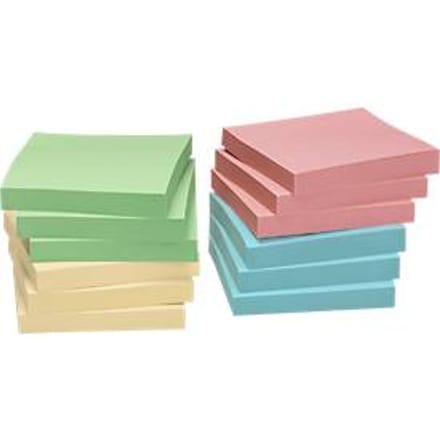Info sticky notes - recycled - 12 x 100 vel - 75x75mm - geel, groen, roze, blauw - IN-5654-88