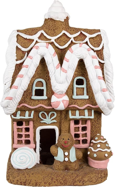 Clayre & Eef Gingerbread house met LED 39 cm Bruin Magnesium (MGO)