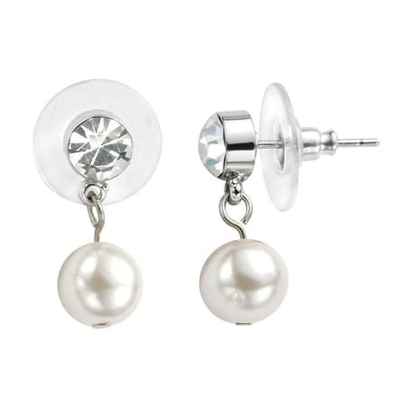 Behave - Oorsteker met parel en strass steen - 1,9 cm - Nikkelvrij