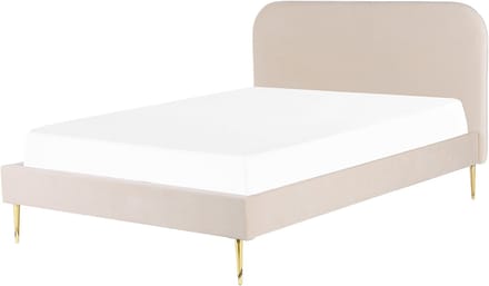 FLAYAT - Tweepersoonsbed - Lichtbeige - 160 x 200 cm - Fluweel