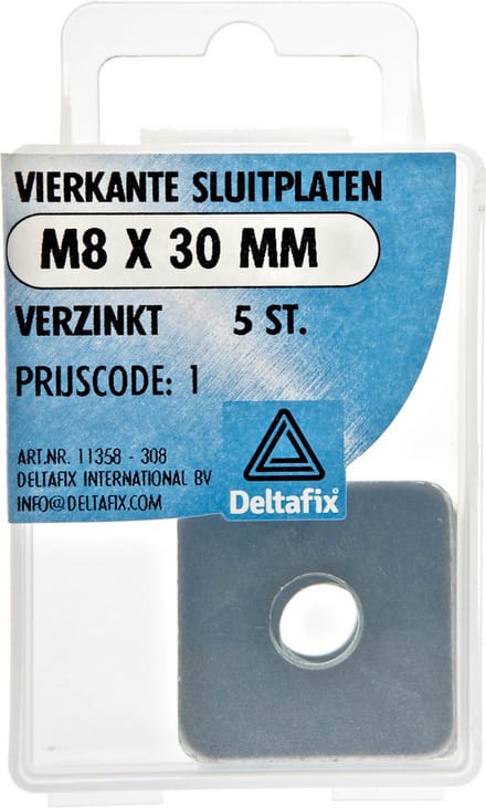 Deltafix sluitplaat vierkant verzinkt m8 x 30 mm x 2.5 din 436 5 st.