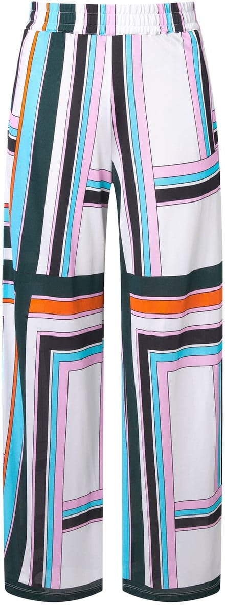 Ulla Popken - Dames - Slinky broek van piqué - Sneeuwwit - Maat 58+