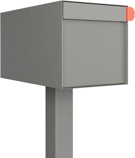 Design staande brievenbus grijs metallic 110 cm hoog