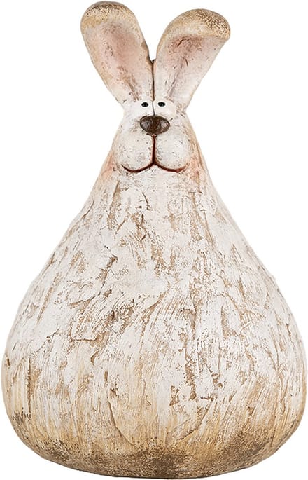Clayre & Eef Decoratie Beeld Konijn 10x9x14 cm Beige Kunststof
