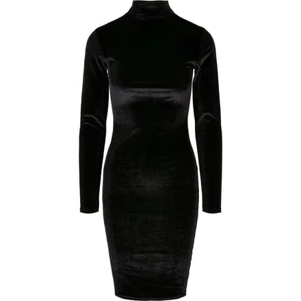 Urban Classics - Velvet Turtle Neck Korte jurk - M - Zwart