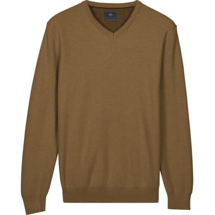 Baileys Trui Cotton V-Neck Pullover Subtle Faux-Uni Structure Knit Taupe / male