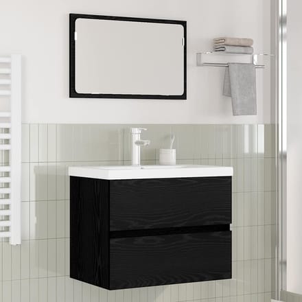 vidaXL - Badkamermeubel - Set - 3 - st - Zwart - Eiken - 61 - x - 39 - x - 45 - cm