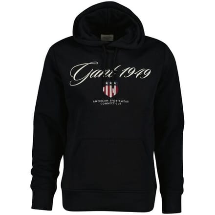 GANT Graphic Hoodie Black Maat: 3XL | Hoodies Outlet | Heren | Zwart
