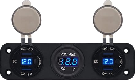ProRide 12V USB Autolader 4 Poorten - QC3.0 - P19104 - Drievoudig inbouw met Voltmeter