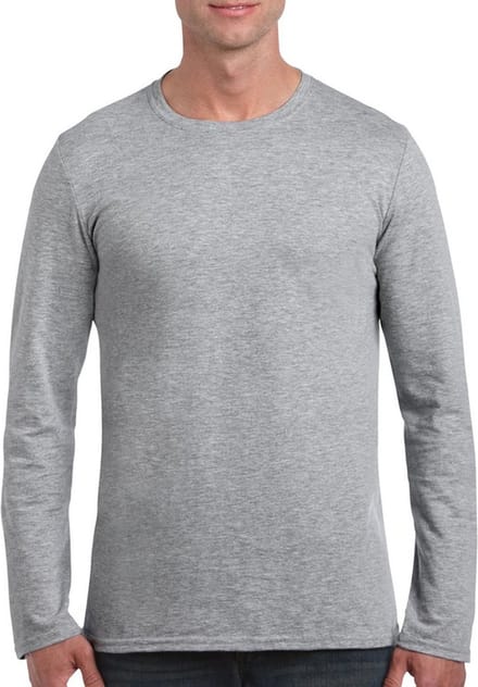 Gildan T-shirt - lange mouwen - grijs - katoen/polyester - dubbel gestikt L