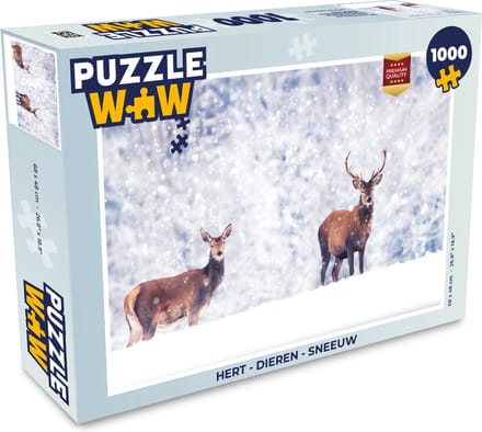 Puzzel Hert - Dieren - Sneeuw - Legpuzzel - Puzzel 1000 stukjes volwassenen