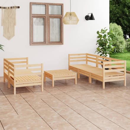 vidaXL - 6-delige - Loungeset - massief - grenenhout