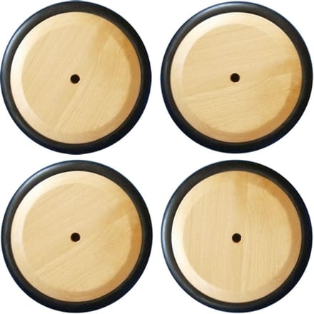 DW4Trading Massief Houten Wielen met Rubber Rand - Set van 4 Stuks - Blank