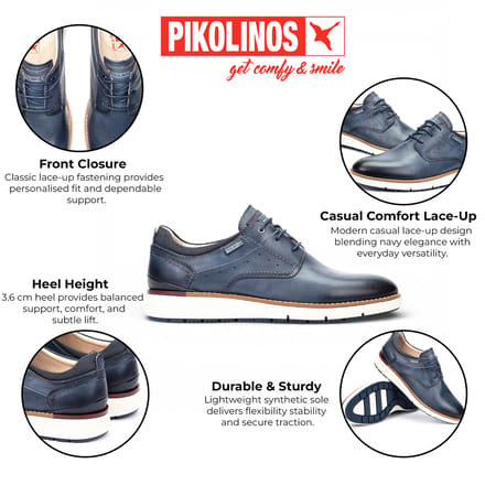 Pikolinos herensneakers van blauw leer met vetersluiting - Manacor