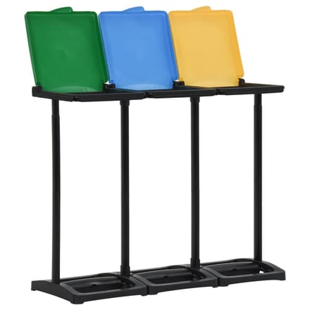 vidaXL - Afvalzakstandaards - met - deksel - 240-330 - L - PP - meerkleurig