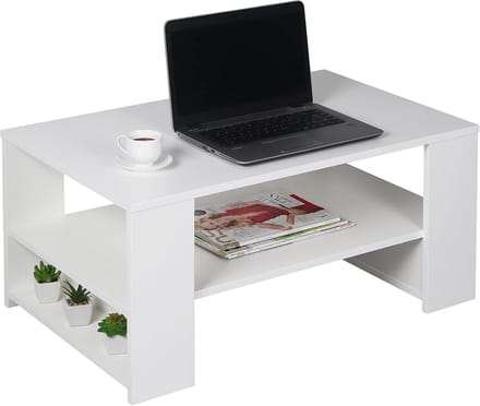 Salontafel met opbergruimte 80x50 cm Wit – Moderne Bijzettafel Woonkamer