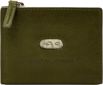 FOSSIL Leren Portemonnee Andrew Magnetic Zip Card Case Canteen Groene
