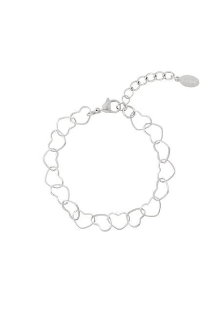 Bijoutheek Armband (Sieraad) Open Hart Schakels Zilver