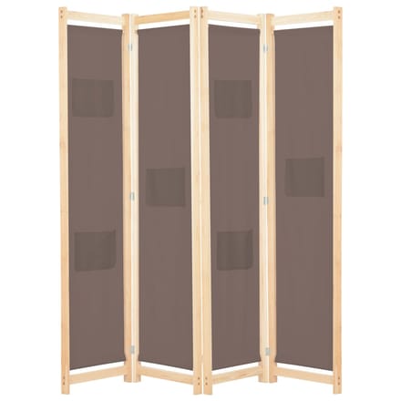 vidaXL - Kamerscherm - met - 4 - panelen - 160x170x4 - cm - stof - bruin