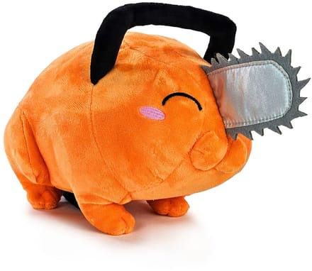 Dailygoods- Knuffel Chainsaw Man - Pluche Dier 30 cm - Knuffel Groot - Pluche Figuur - Veiligheidswaarschuwing - Hoogte 18 cm